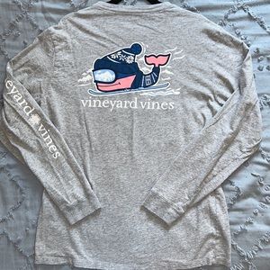 Vineyard Vines Snow Sledding Long Sleeve Tee- Grey M